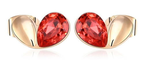 Aretes De Swarovski Rojo En Forma De Corazónn