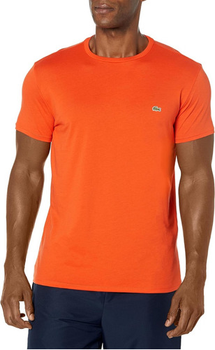 Playera Lacoste Basica Elegante Naranja Logo Lateral 