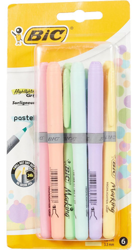 Bic Highlighter Grip Pastel, Rotuladores Resaltadores Con Pu