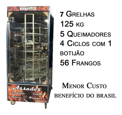 Máquina Assar Frango 55 Frangos Profissional Giratória 