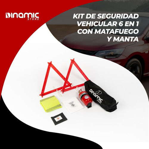 Imagen 2 de 9 de Kit Seguridad 6 En 1 Vehicular Auto Matafuego Econo Manta.