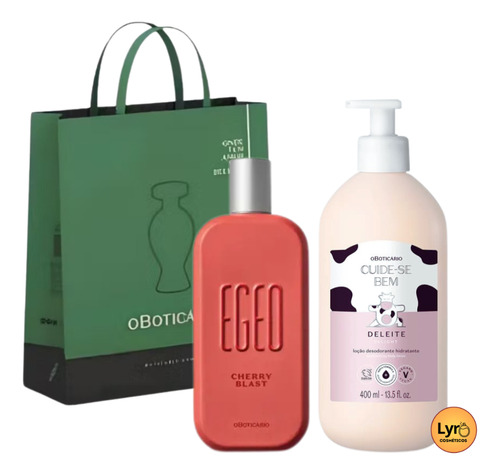 Combo Presente Feminino O Boticário Egeo Cherry Blast Des Col 90ml + Hidratante Cuide-se Bem Deleite 400ml - Original