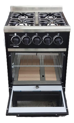 Cocina Industrial Hoffen 4 Hornallas 55 Cm Ancho Con Visor Negro