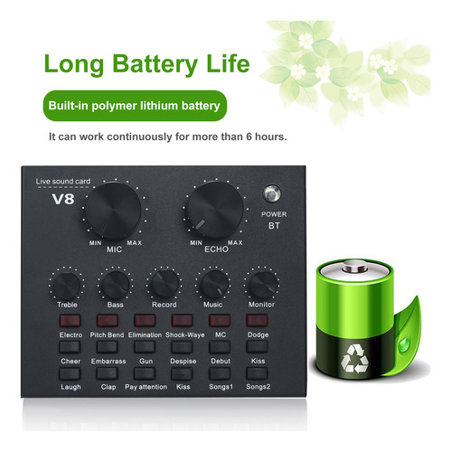 Tarjeta De Sonido Externa V8, Micrófono Usb Para Teléfono Mó