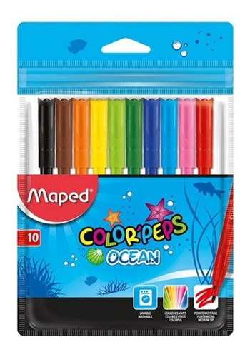 Marcadores Maped Color Peps Ocean Lavables 10 Colores