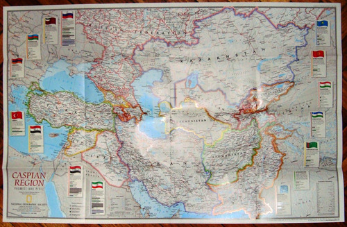 Mapa National Geo Ingles Caspian See Mapa Iran Asia Irak Etc