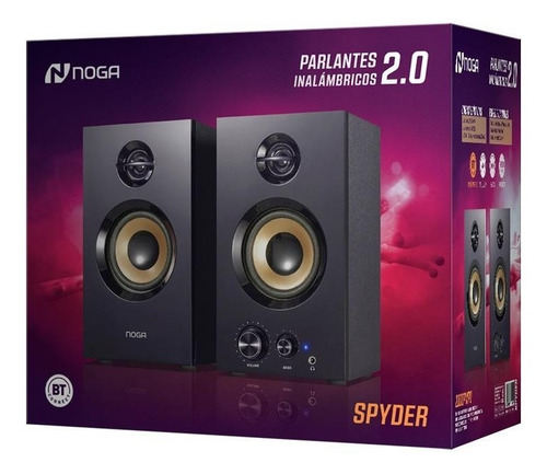 Imagen 2 de 2 de Parlantes Para Pc Tv Inalambricos Bluetooth 2.0 Noga Spyder