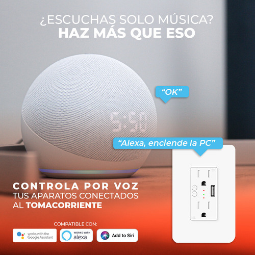 Contacto De Pared Inteligente Wi-fi, Multicontacto Usb-a