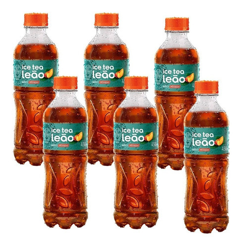 Chá Ice Tea Leão Pêssego 450ml - 6 Unidades