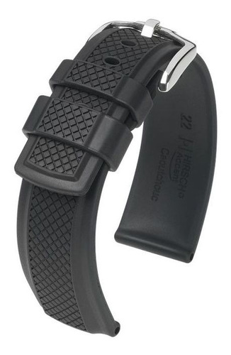 Correa Reloj Hirsch Accent Caucho Premium 24mm Negra Ancho 24 mm Color Negro