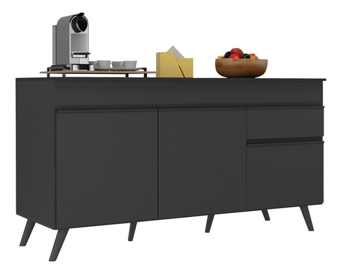 Balcão Cozinha Gabinete Pia 150cm Veneza Multimóveis V3740 Cor Preto