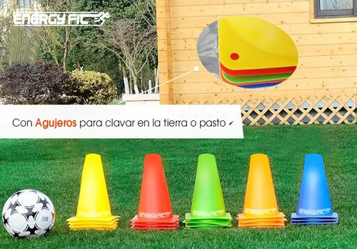 Conos Futbol Alto 18cm X10 Unidades Fluor Agilidad Deporte Mixto