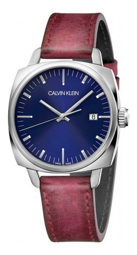 Reloj Calvin Klein Fraternity Cuarzo K9n111zn Boleta Color de la correa Rojo Color del bisel Plateado Color del fondo Azul