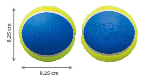 Kong Squeak Air Ultra Ball Large Juguete Pelota Perro X2- Color Azul+amarillo