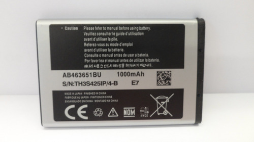 Bateria Samsung Original Ab463651bu E7 960mah (2009) E2050