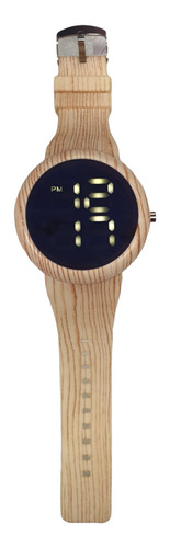 Reloj Pulsera Digital Led Con Malla Imitación Madera