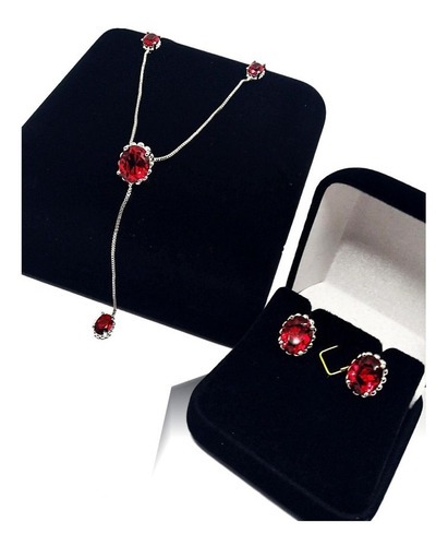 Conjunto Colar Gravatinha E Brincos Semijoia Luxo/ Garantia
