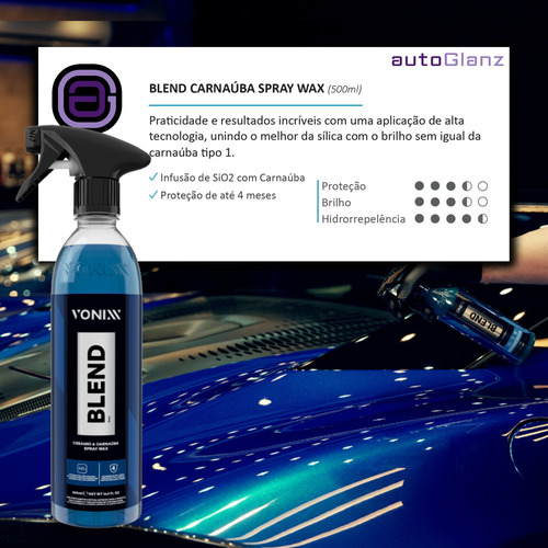 Vonixx Blend Spray Cera Híbrida Selante Carnaúba Sio2 Brilho