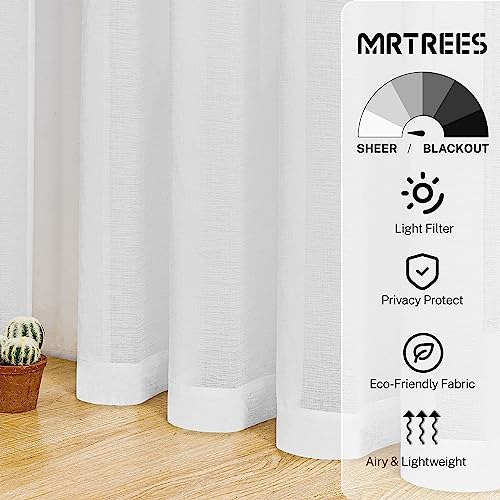 Cortinas Blancas De Tul Mrtrees De 63 Pulgadas De Largo Para