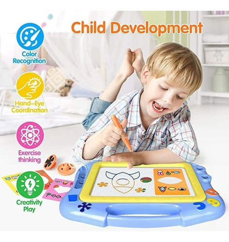 Tablero De Dibujo Magnético For Niños, Colorido Borrable