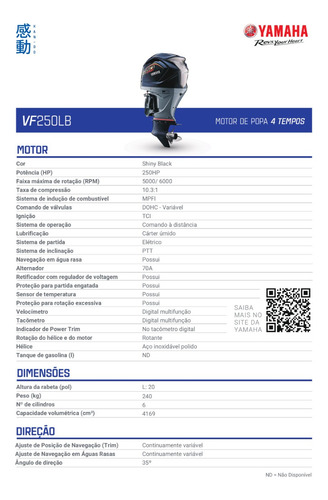Motor Popa Yamaha 250hp Vmax Vf250lb 4t