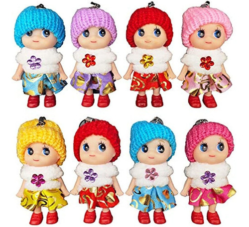 8 Pcs Lovely Tiny Dolls, Mini Muñeca De Princesa De Silicona