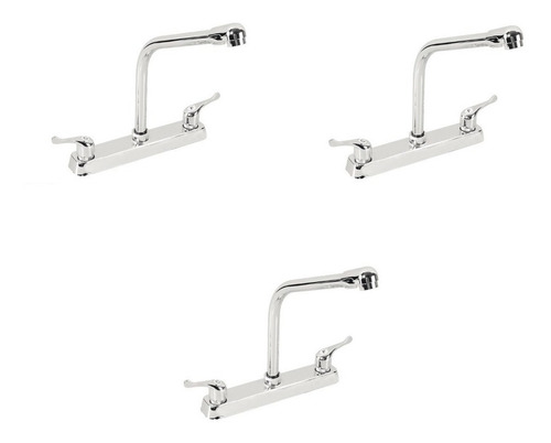 Pack 3 Grifo Llave Lt Mezclador Doble Comando Acabado Cromad