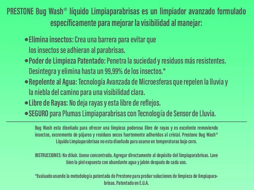 Prestone Bug Wash Líquido Limpiaparabrisas 3.78 L (1 Galón)