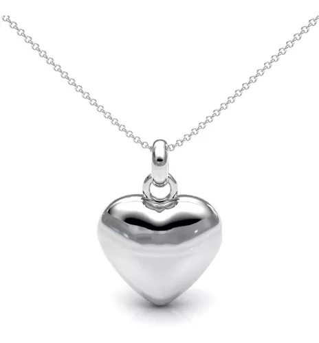 Collar De Plata 925 Dije De Corazón Abombado Mujer Agálea