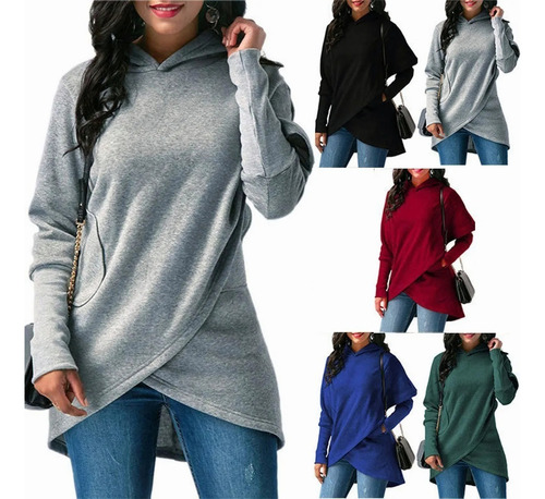 Sudadera Casual De Moda Dama Cruzada Con Capucha