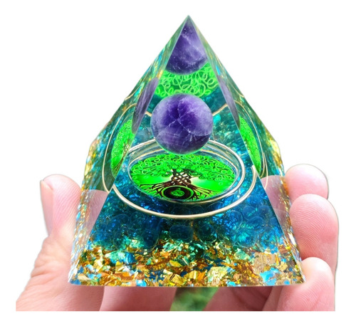 Fwewwe Adorno Piramidal De Resina De Cristal, Peridoto +