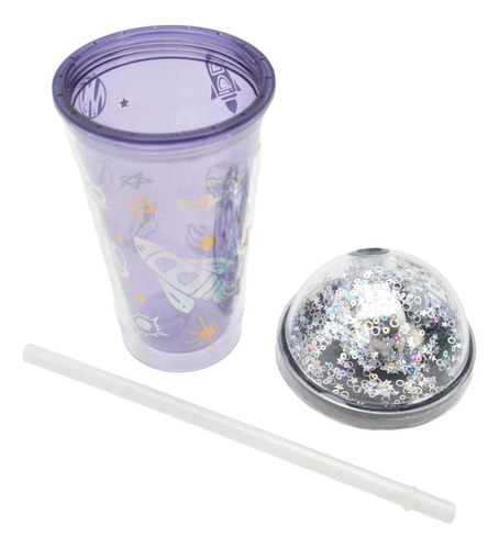 Vaso Plastico Tapa Con Adorno Y Popote Astronauta Sm22hat230