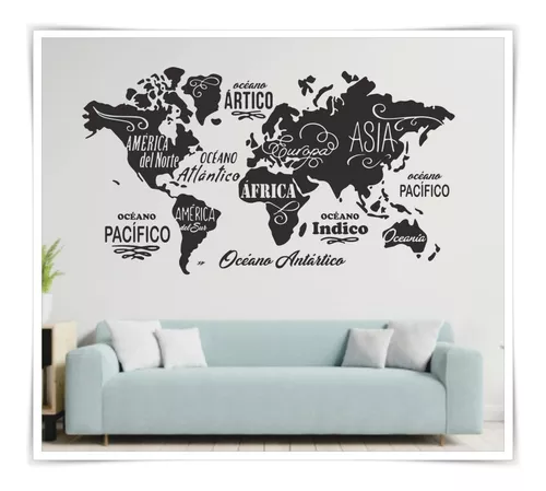 Vinilo Decorativo Mapa Mundial Mapamundi Pared Grande