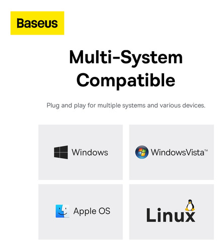 Hub Adaptador Baseus Multipuerto 4-en-1 Tipo C A Rj45+ 3 Usb