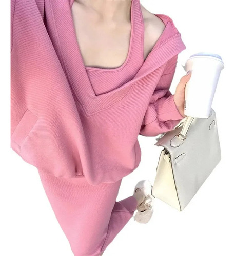 Conjunto De Sudadera Con Capucha Y Vestido De Estilo Coreano