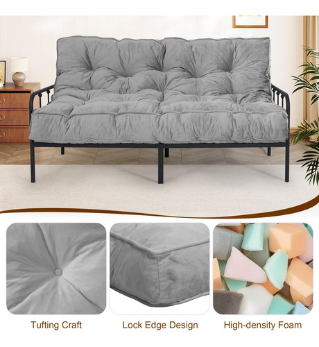 Colchón Futón Matrimonial Sofá Cama Plegable Espuma Triturad