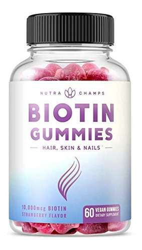 Gomitas De Biotin 10.000 Mcg Para Cabello Saludable, Piel