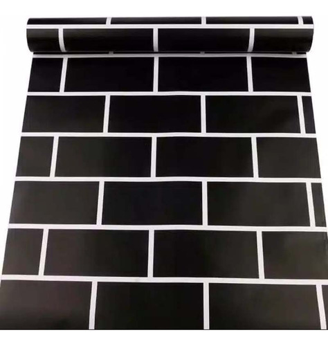 Papel Vinilo Tapiz Adhesivo Ladrillo Negro 10 M X 45 Cm