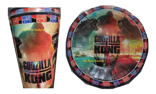 Godzilla & King Kong Mix 60 Pza 30 Platos Pastel 30 Vasos