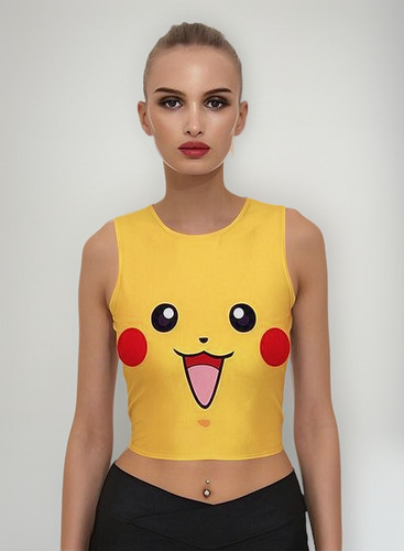 Crop Top Chica Pokemon Pikachu Jigglypuff Squirtle Kawai
