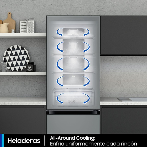 Heladera inverter no frost Samsung Bespoke RB33A3070 satin beige con freezer 328L 220V