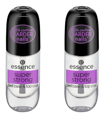 Kit 2 Base Top Coat Fortalecedor De Unha Super Strong 2 In 1