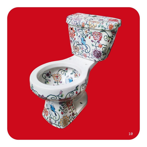 Imagen 4 de 4 de Wc Sanitario Taza + Tanque Cerámica Tipo Talavera Blanco M10
