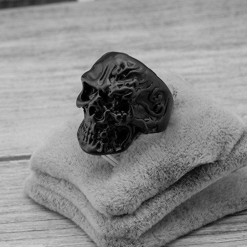 5 Anillos De Calavera Punk Vintage Color Negro Al Azar Model