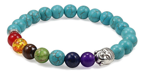 Pulsera Buda Cuarzo Turquesa 7 Chakras + Estuche Gamushop