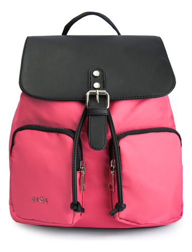 Minzip Mochila Con Tapa Mediana Fucsia