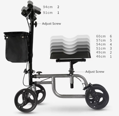 Andadera Ortopedica Para Rodilla Rollator Plegable Con Bolsa