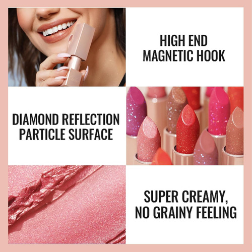 Oulac Lápiz Labial Rosa Hidratante Para Mujer, Bálsamo Labia