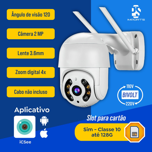 Kit 4 Câmera Externa Ip A8 Prova Dágua Infravermelho Wifi Cor Bivot