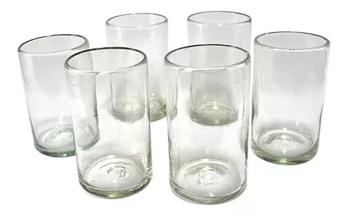 Set de 6 vasos de vidrio reciclado soplado - Mahaia Artisan Objects